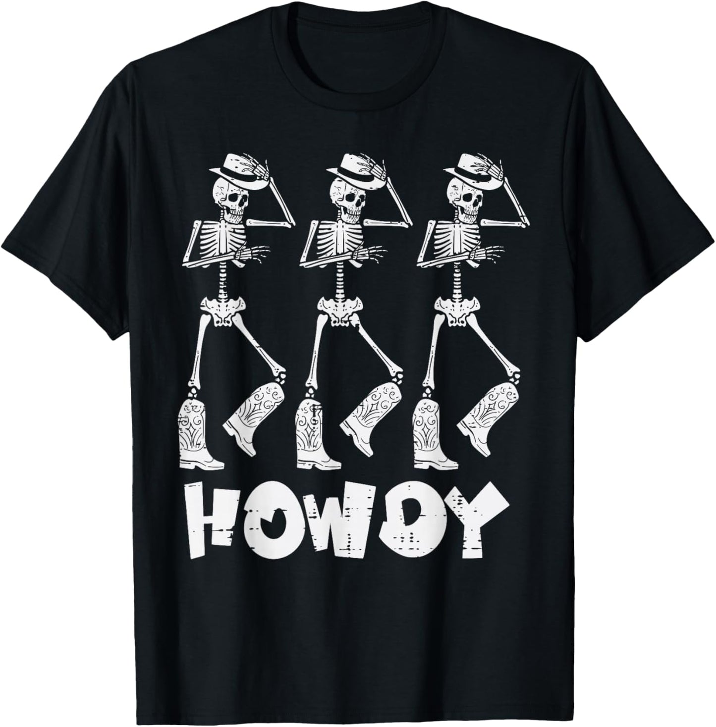 Halloween Cowboy Skeletons Howdy Costume Men Women Kids Boys T-Shirt - T-Shirt | Black
