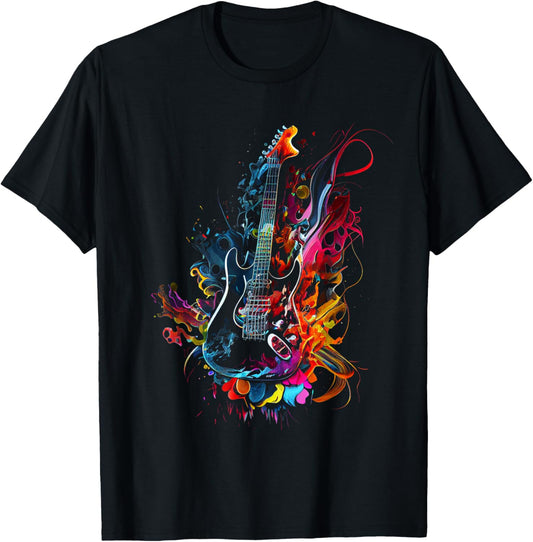 Electric Guitar Design Colorful Musician Guitar Gift Gui T-Shirt - T-Shirt | Black
