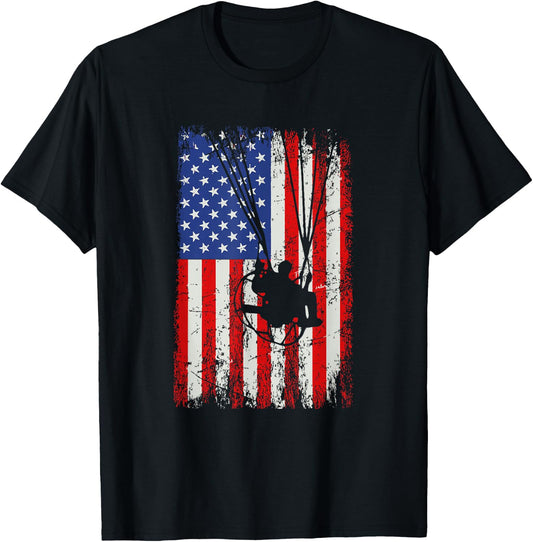 paramotor American Flag, paramotor T-Shirt - T-Shirt | Black
