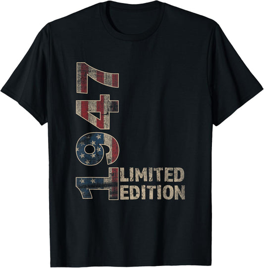 78th Birthday Gift men Vintage born 1947 turning 78 Year Old T-Shirt - T-Shirt | Black