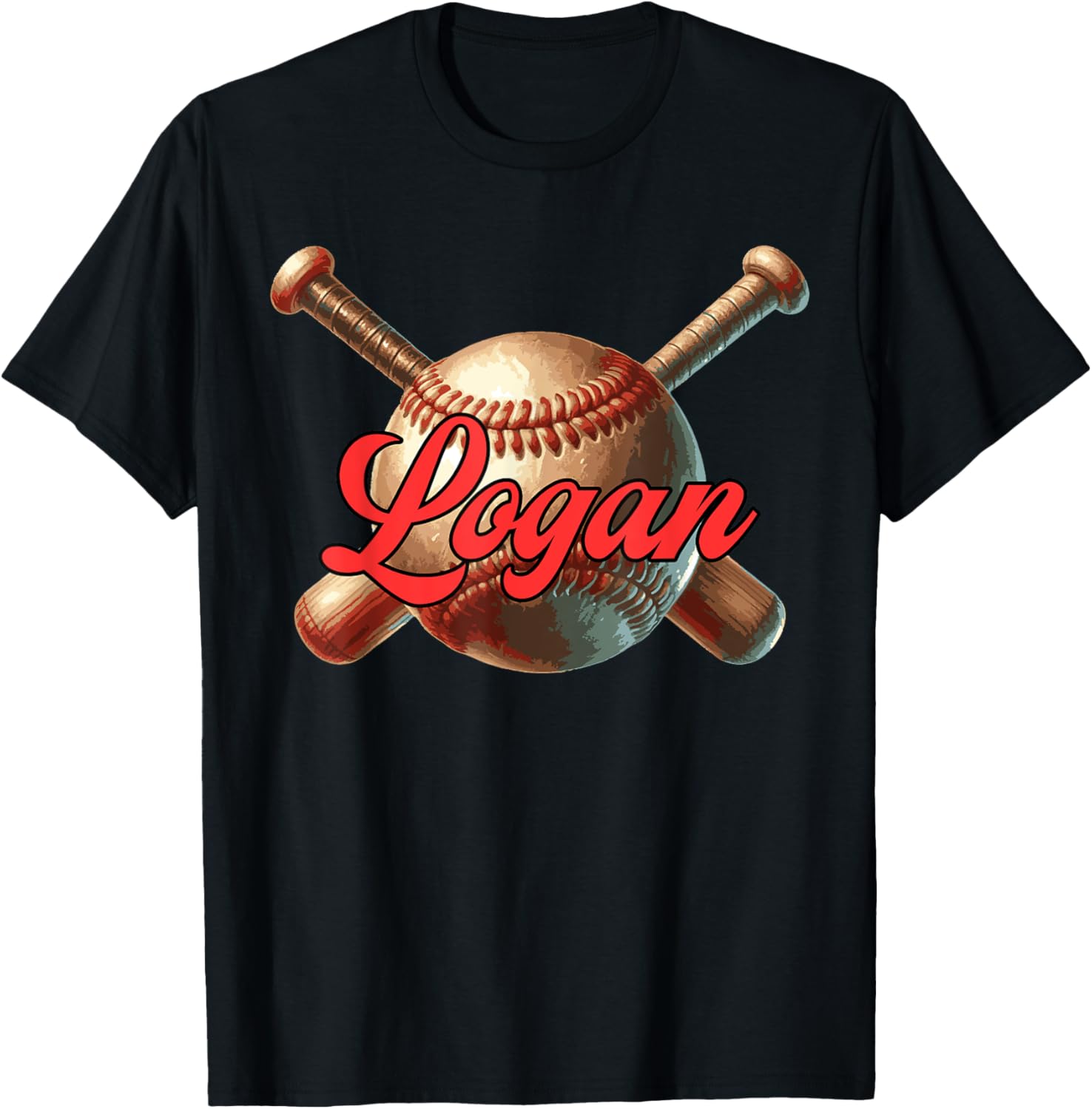 Logan Baseball Custom Name T-Shirt - T-Shirt | Black