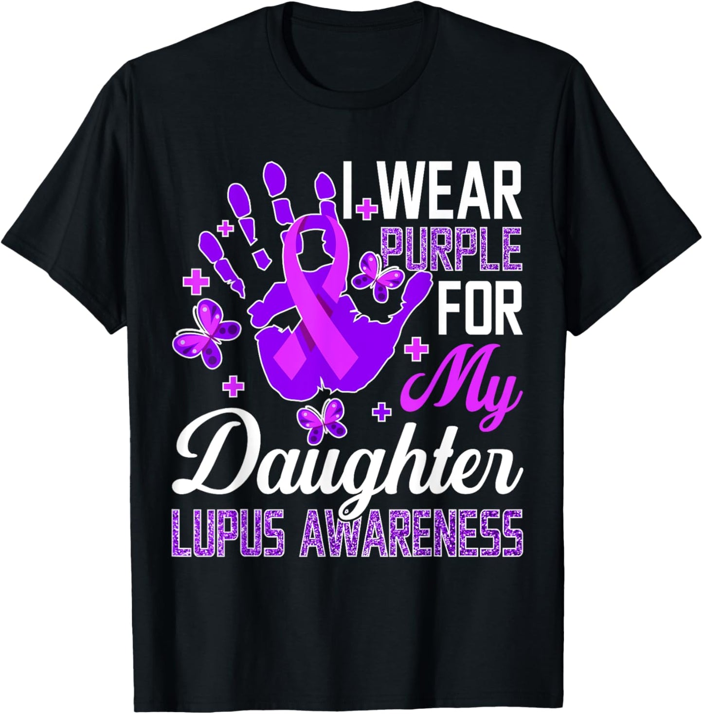 I Wear Purple For My Daughter Lupus Awareness T-Shirt - T-Shirt | Black
