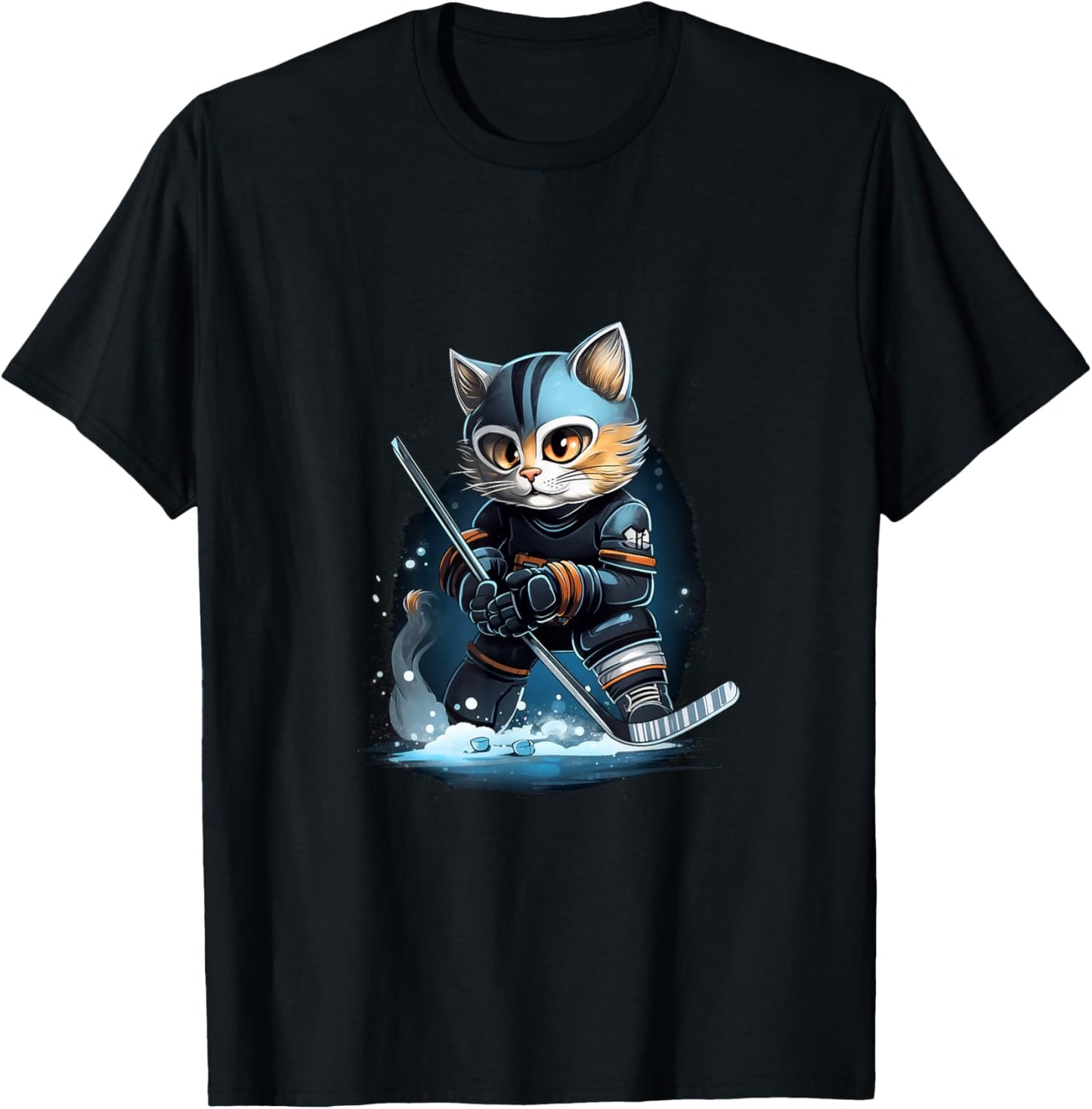 Cat Kitten Ice Hockey Stick Hockey Stick T-Shirt - T-Shirt | Black