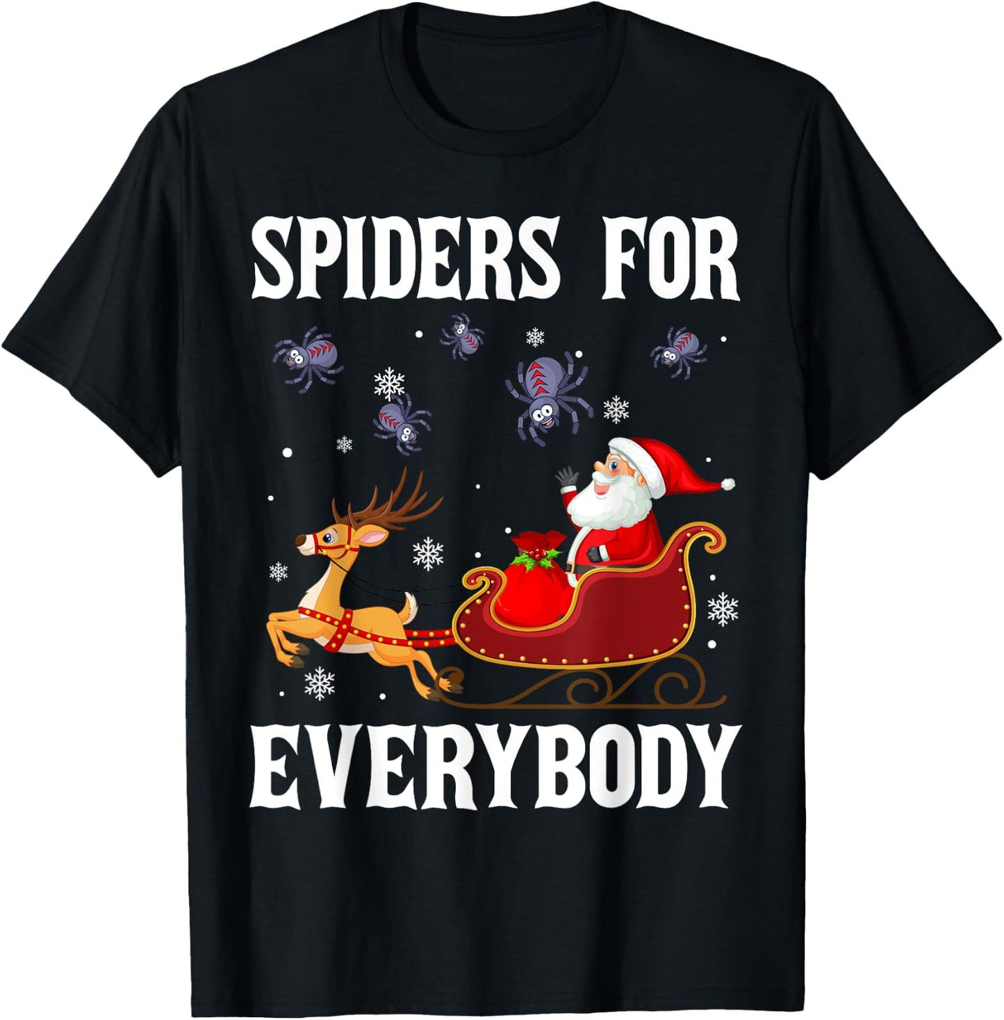 Spiders For Everybody Christmas Santa Claus Spider Xmas T-Shirt - T-Shirt | Black