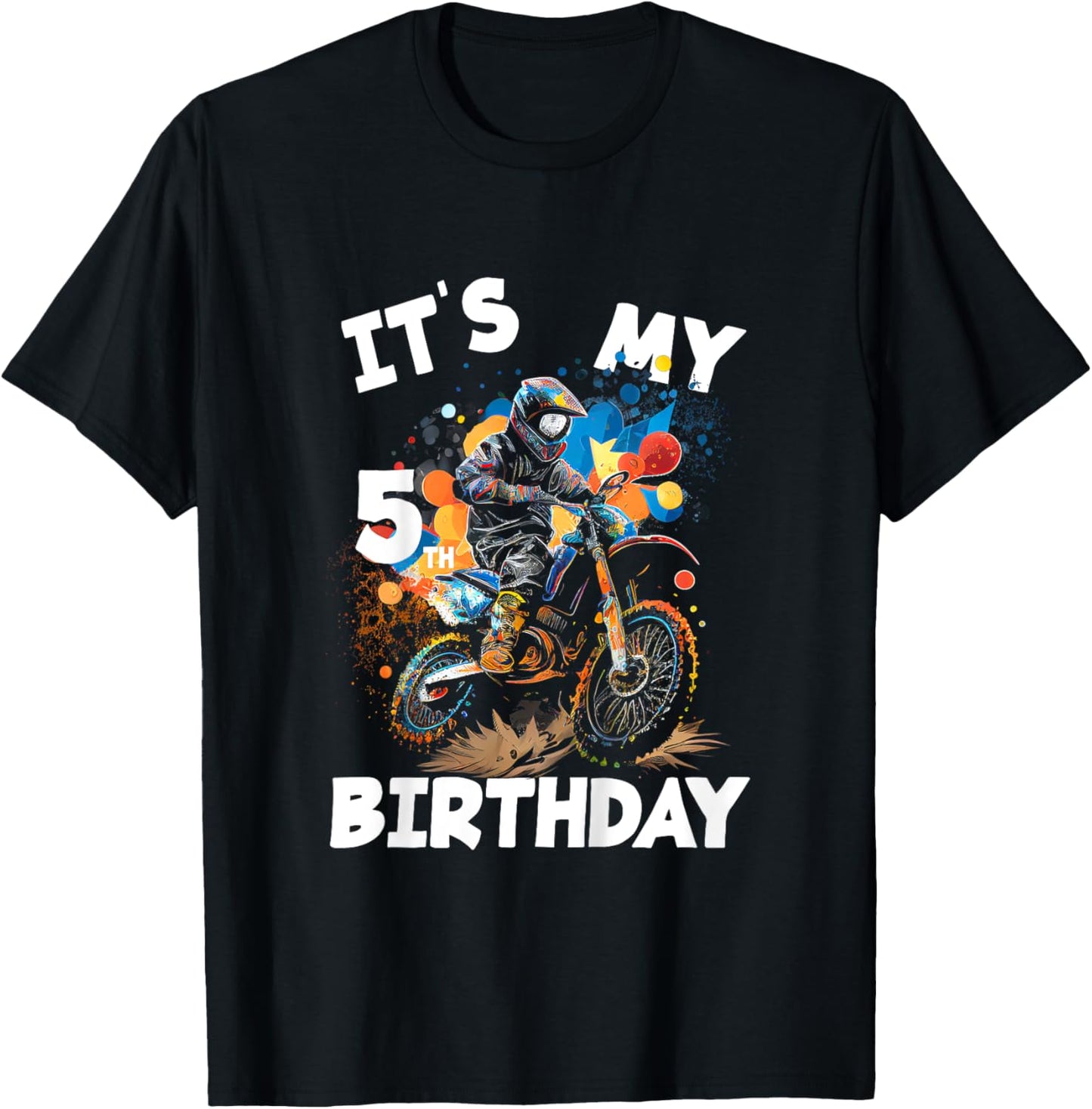 Kids It's my 5th Birthday 5 Year Old Dirt Bike Birthday T-Shirt - T-Shirt | Black