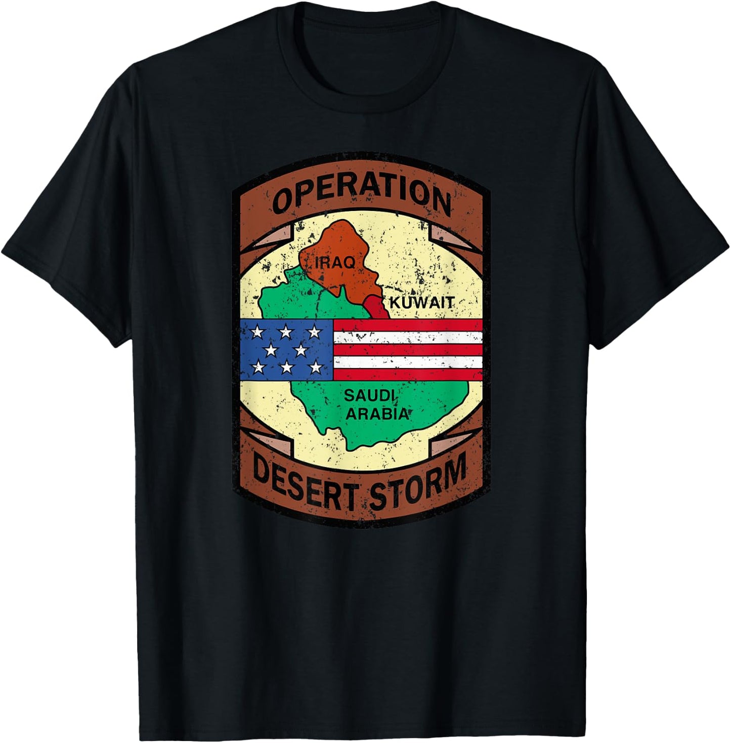 Military Gulf War Operation Desert Storm USA Insignia T-Shirt - T-Shirt | Black