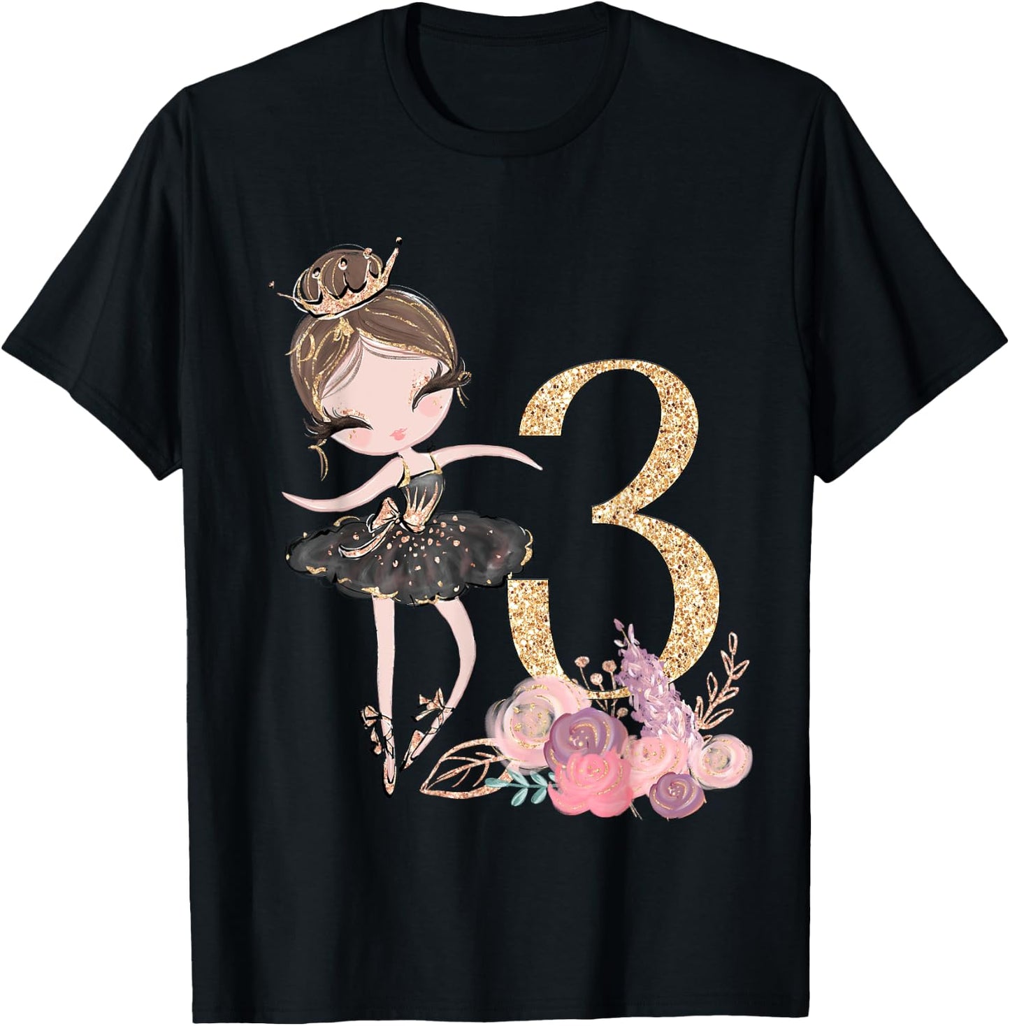 3rd Birthday Ballerina Dancer Ballet Tutu Toddler Girl Three T-Shirt - T-Shirt | Black