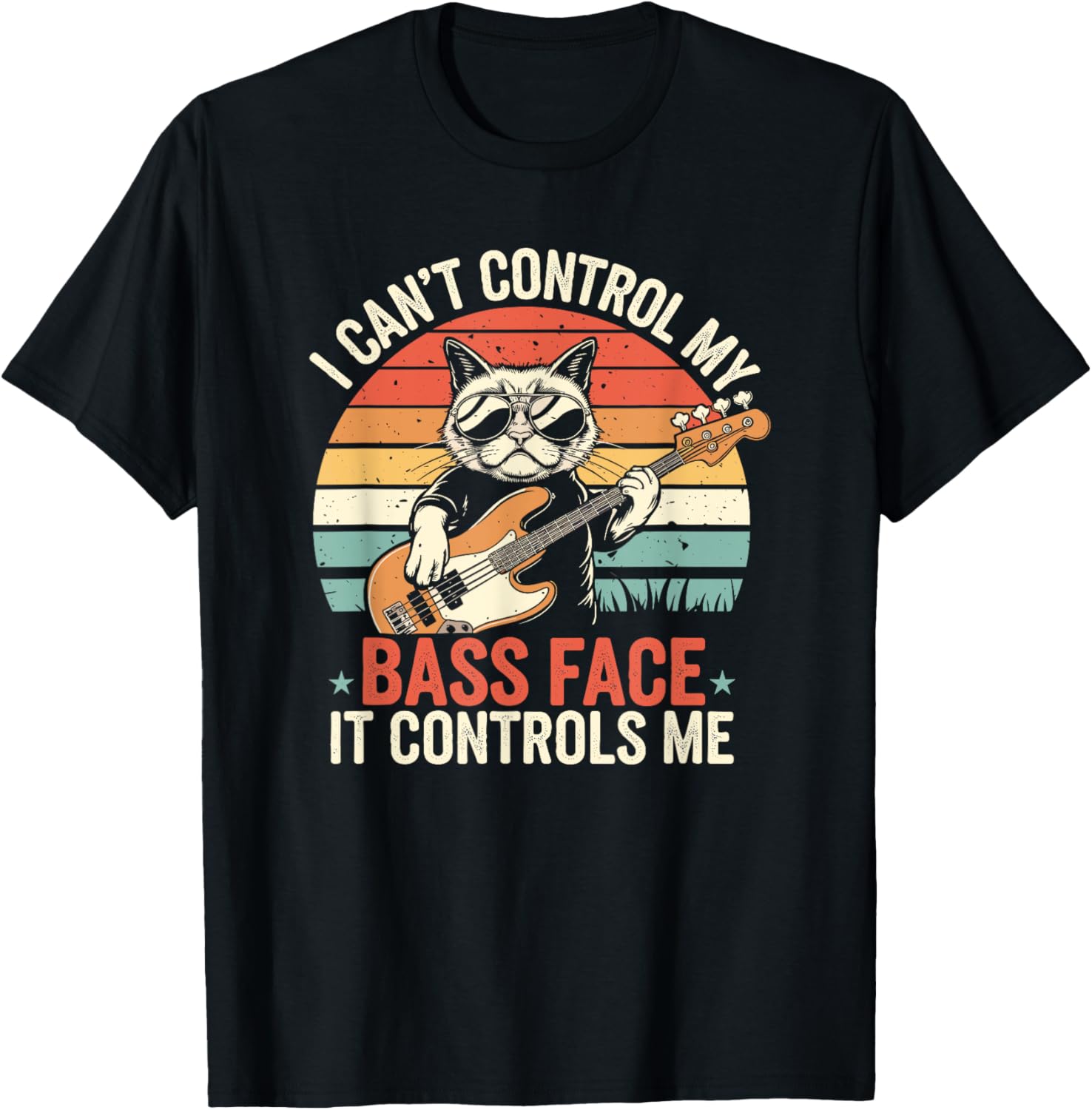 I Can't Control My Bass face - It Controls Me Bass Player T-Shirt - T-Shirt | Black