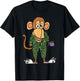 Smilealotteesa Funny Monkey in Pajamas Cartoon T-Shirt - T-Shirt | Black