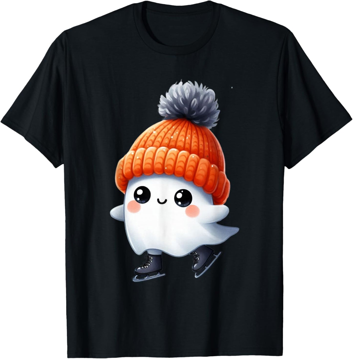 Ice Skating Ghost Halloween Party Costume Kids T-Shirt - T-Shirt | Black