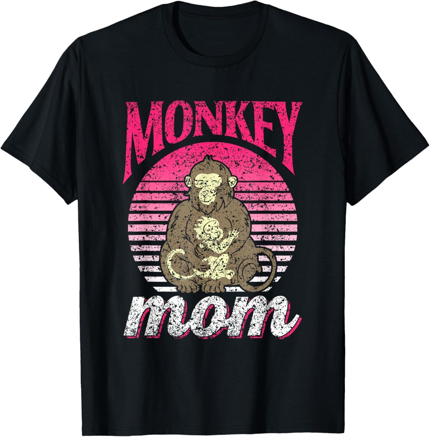 Monkey Mom Saying Monkeys Animal Lover Mother Mommy Mama T-Shirt - T-Shirt | Black