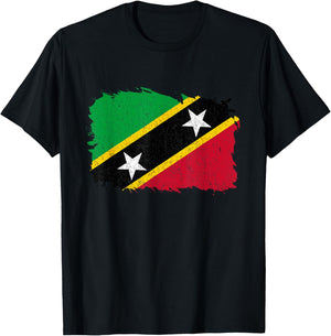 Saint Kitts and Nevis Nevisian Pride Vintage Nevisian Flag T-Shirt - T-Shirt | Black