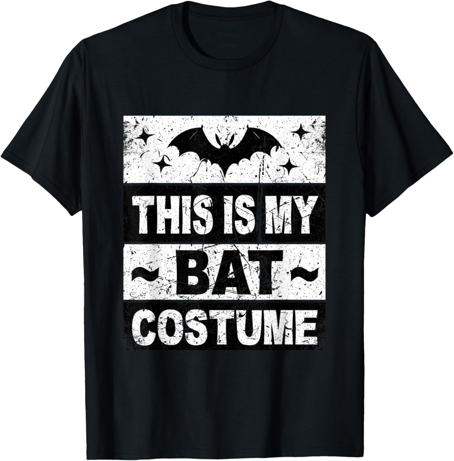 Retro Bat Costume Shirt Halloween Bat Lazy Easy Kids Adult T-Shirt - T-Shirt | Black