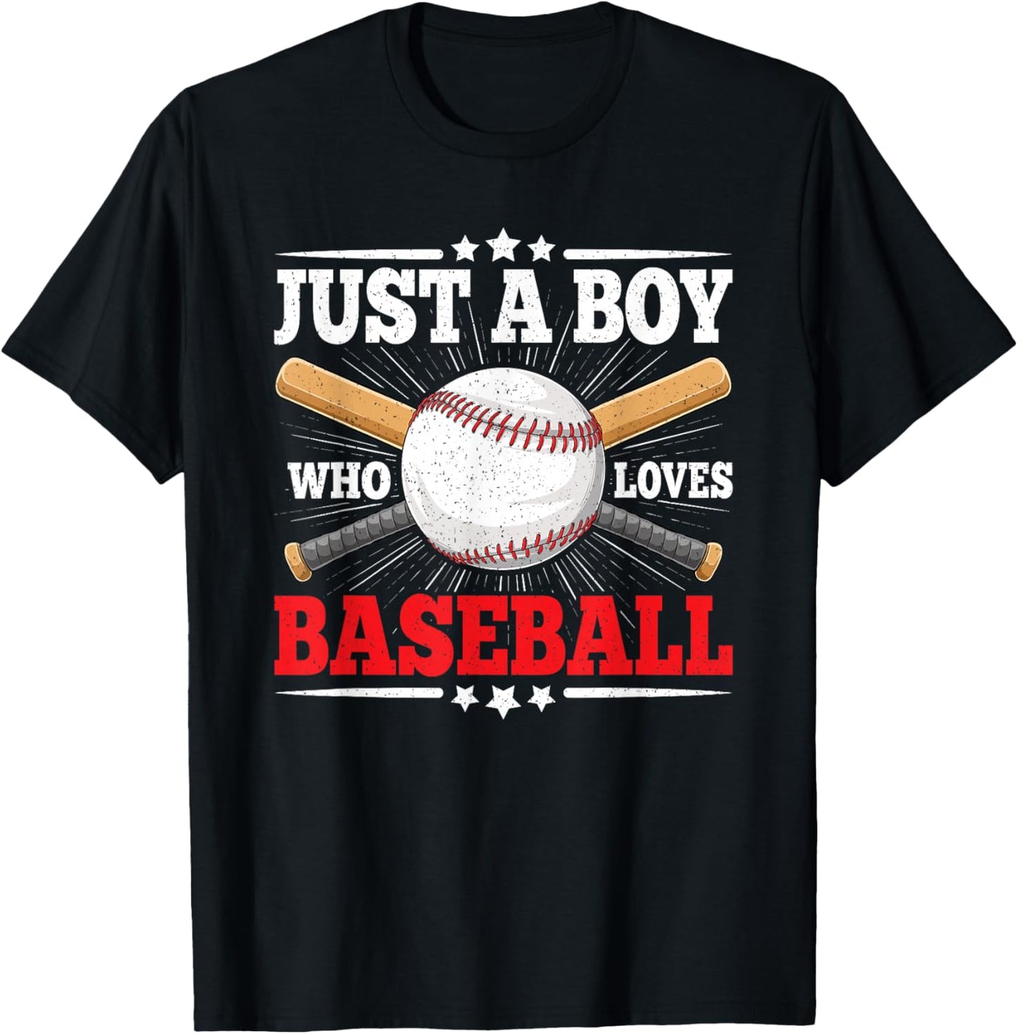 Just A Boy Who Loves Baseball Funny Baseball Player Kids T-Shirt - T-Shirt | Black