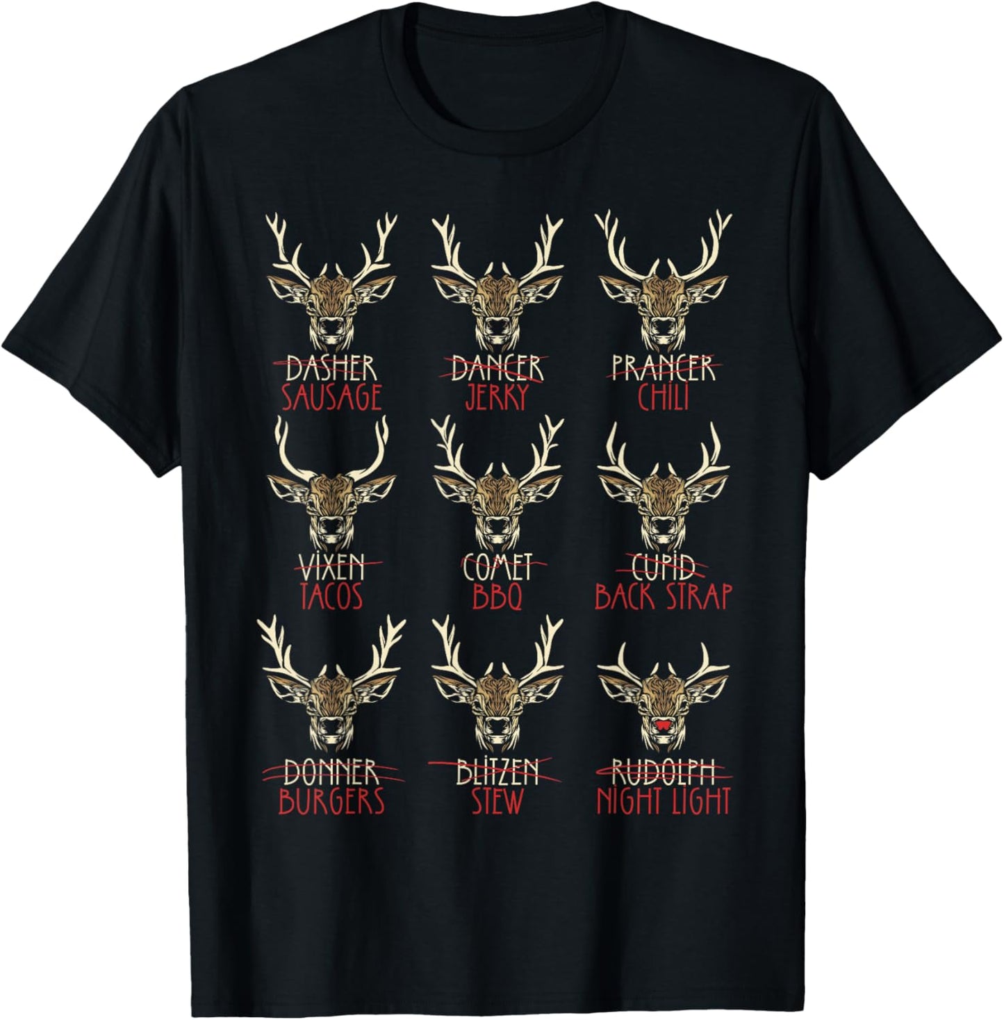 Funny Deer Hunters All of Santa's Reindeer Hunting T-Shirt - T-Shirt | Black