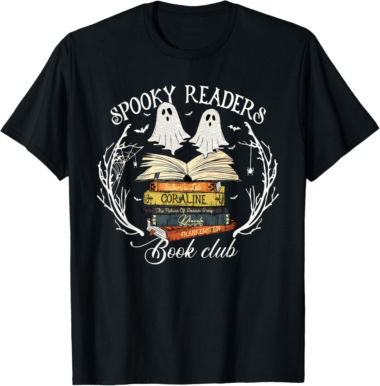 Spooky Readers Book Club Teacher Funny Ghost Happy Halloween T-Shirt - T-Shirt | Black