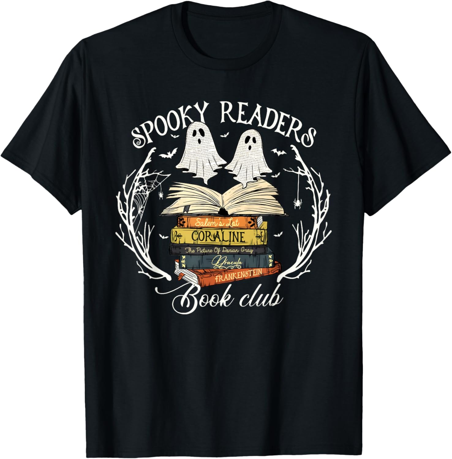 Spooky Readers Book Club Teacher Funny Ghost Happy Halloween T-Shirt - T-Shirt | Black