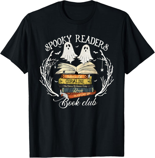 Spooky Readers Book Club Teacher Funny Ghost Happy Halloween T-Shirt - T-Shirt | Black