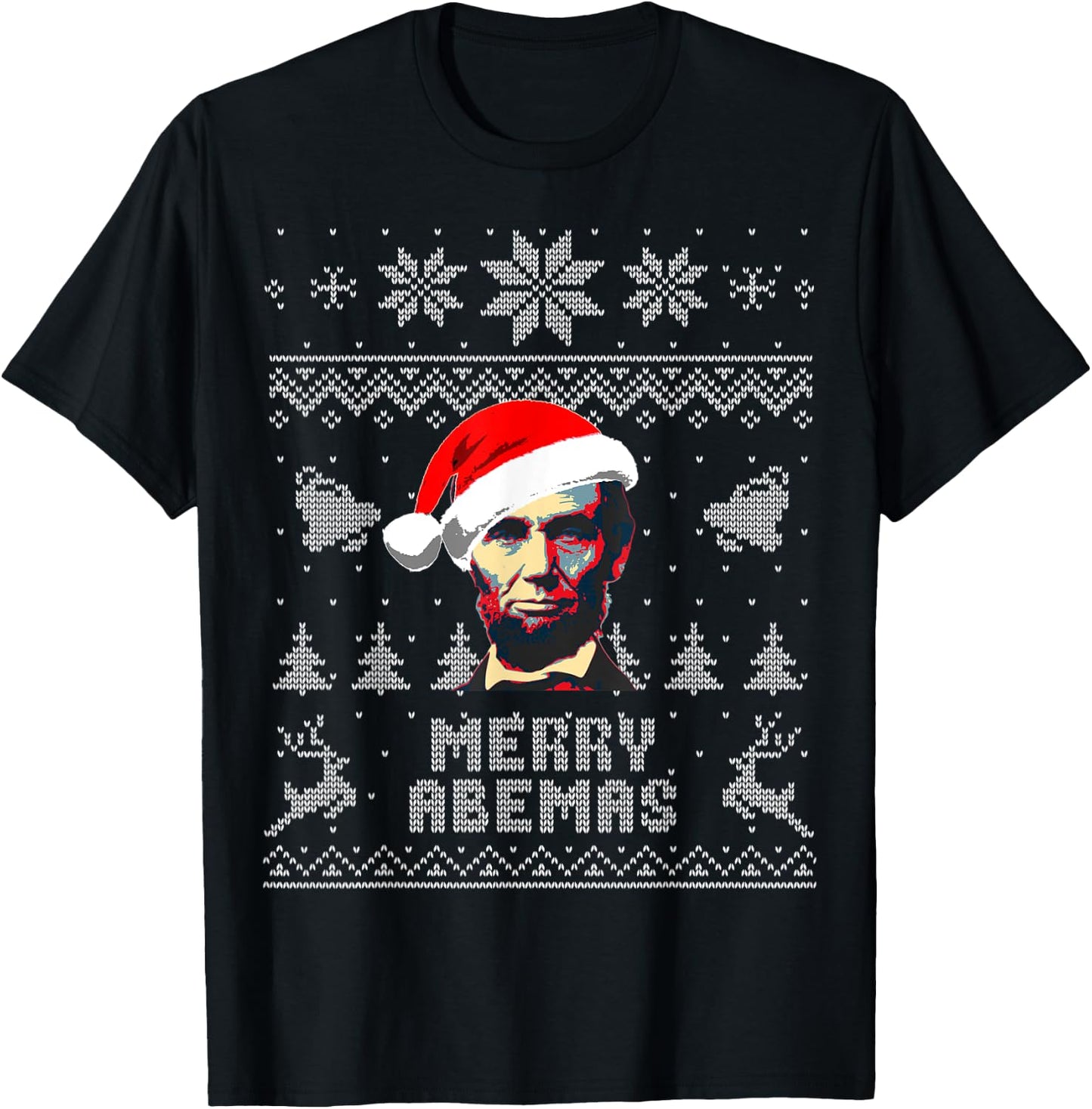 Abraham Lincoln Merry Abemas Funny Christmas T-Shirt - T-Shirt | Black