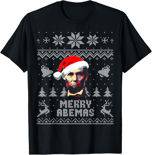 Abraham Lincoln Merry Abemas Funny Christmas T-Shirt - T-Shirt | Black
