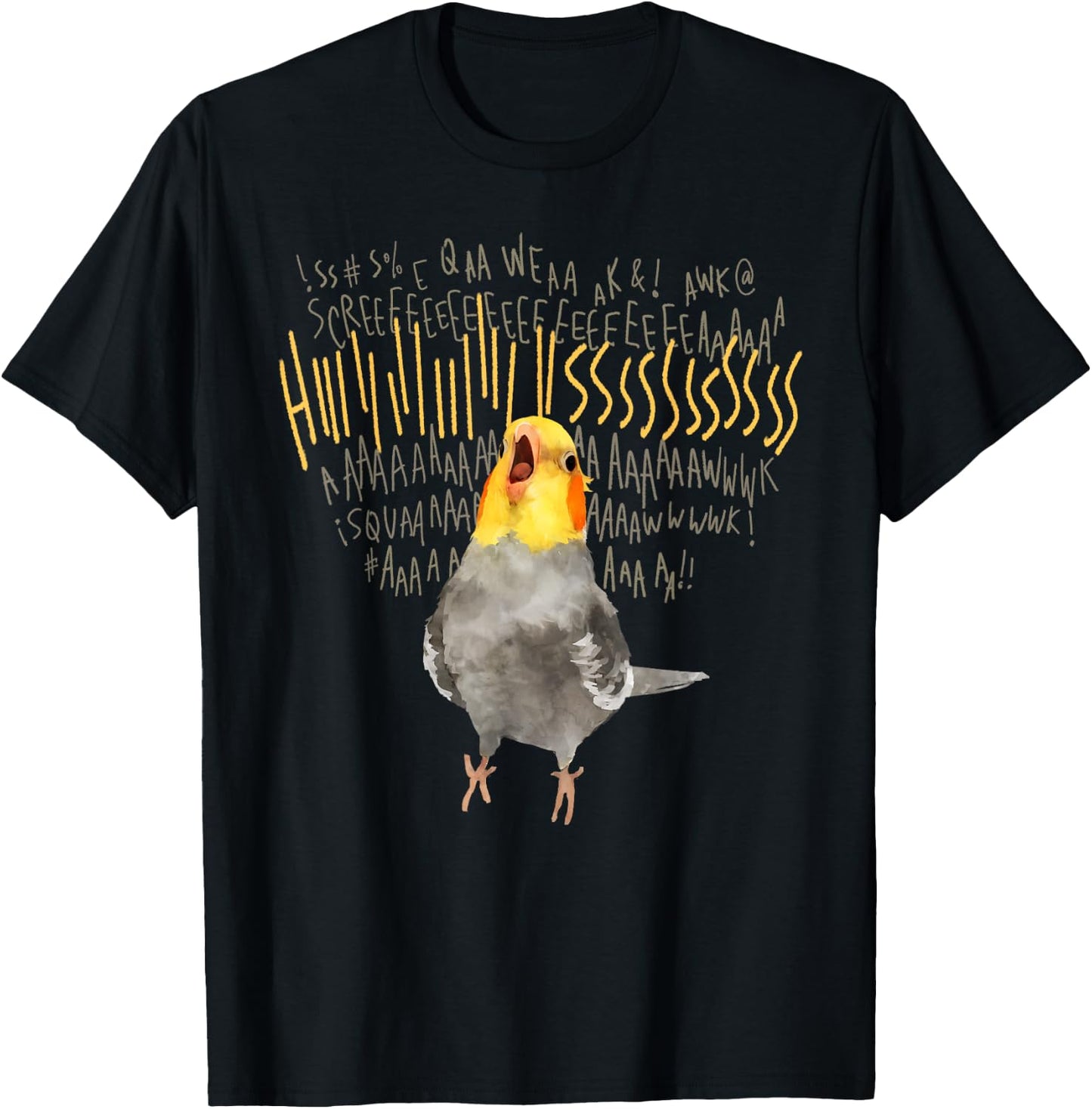 Birbber Angry Cockatiel -Adults Black Cotton 100% T-Shirt - T-Shirt | Black