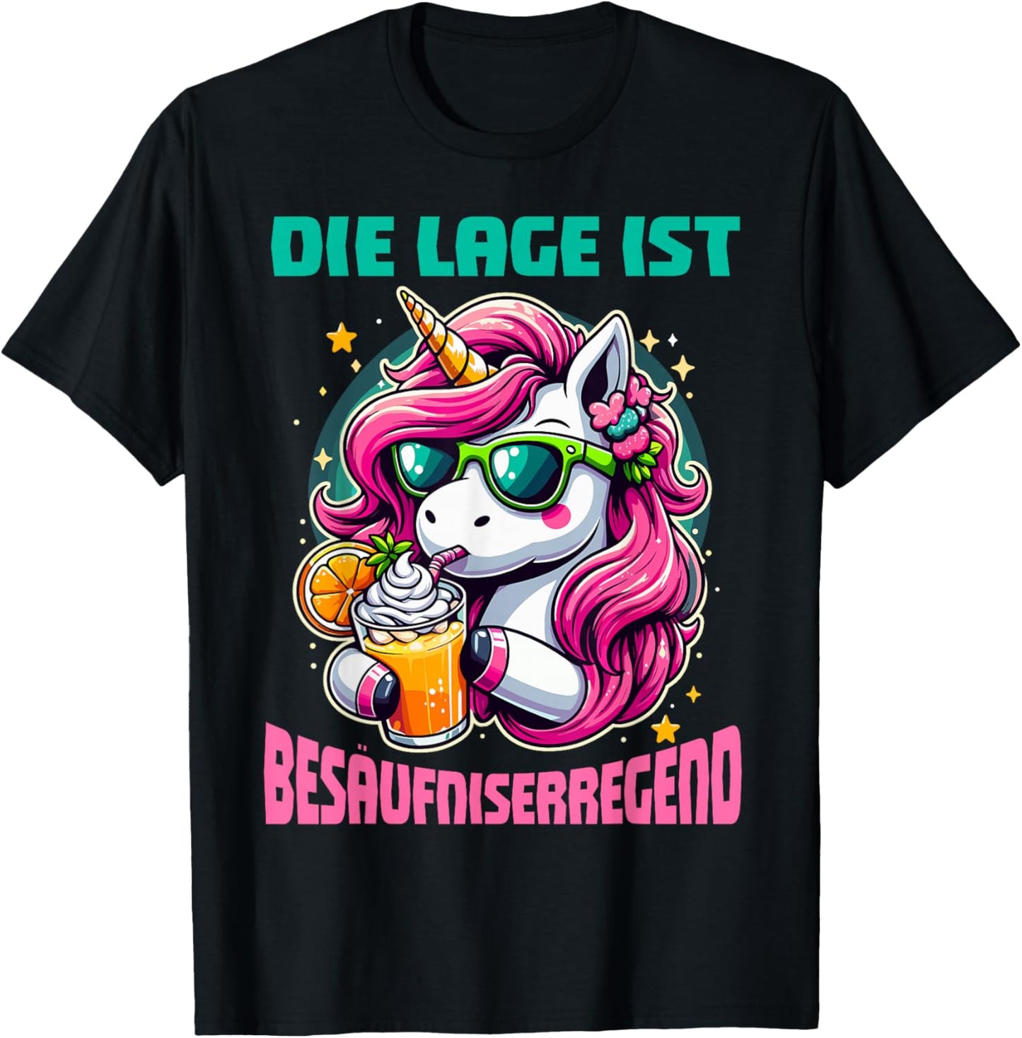 Die Lage Ist Besäufniserregend Party Humor Einhorn Trinker T-Shirt - T-Shirt | Black