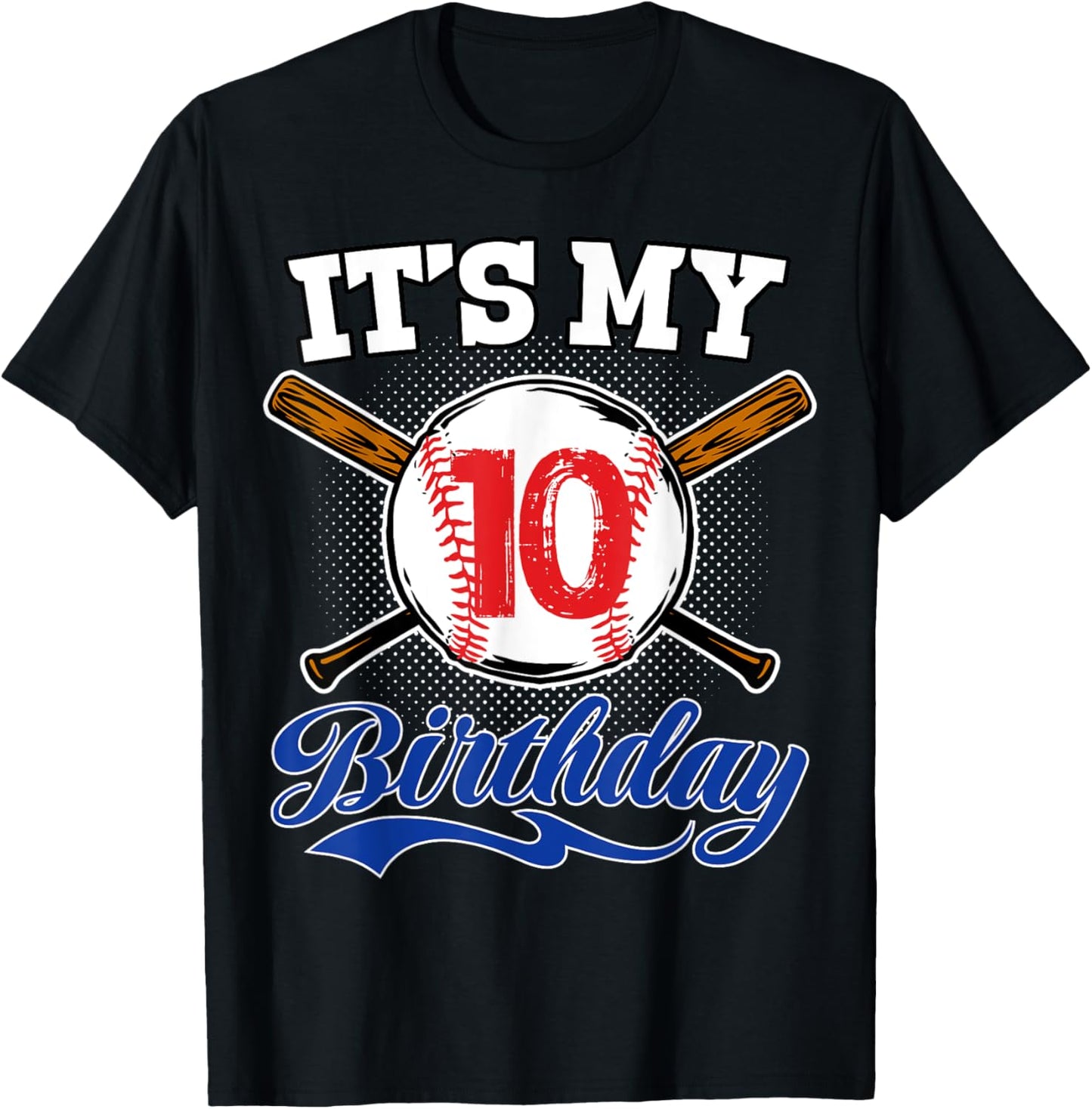 10th Birthday Baseball Player Sport 10 Year Old Cool B-Day T-Shirt - T-Shirt | Black