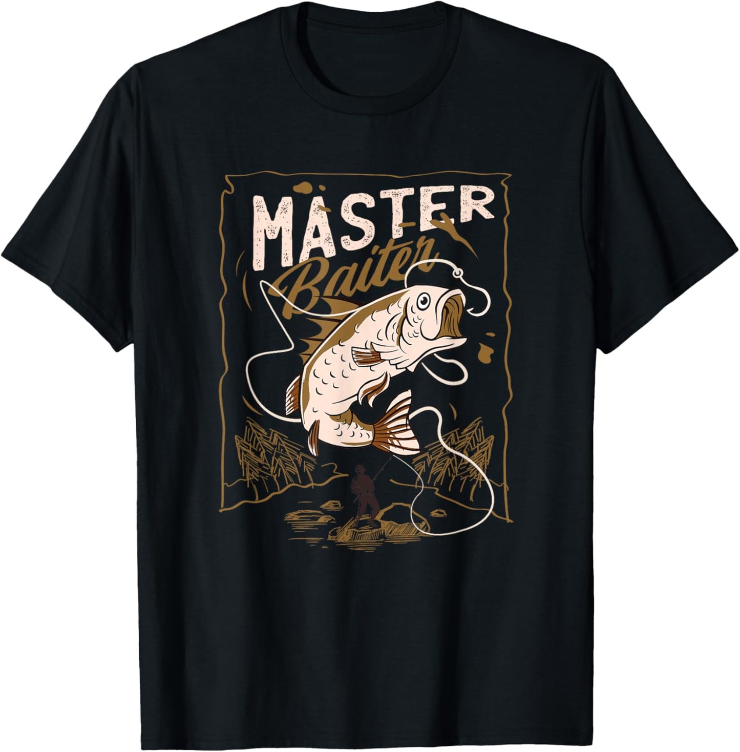 Funny Professional Master Baiter Fishermen Adult Humor T-Shirt - T-Shirt | Black