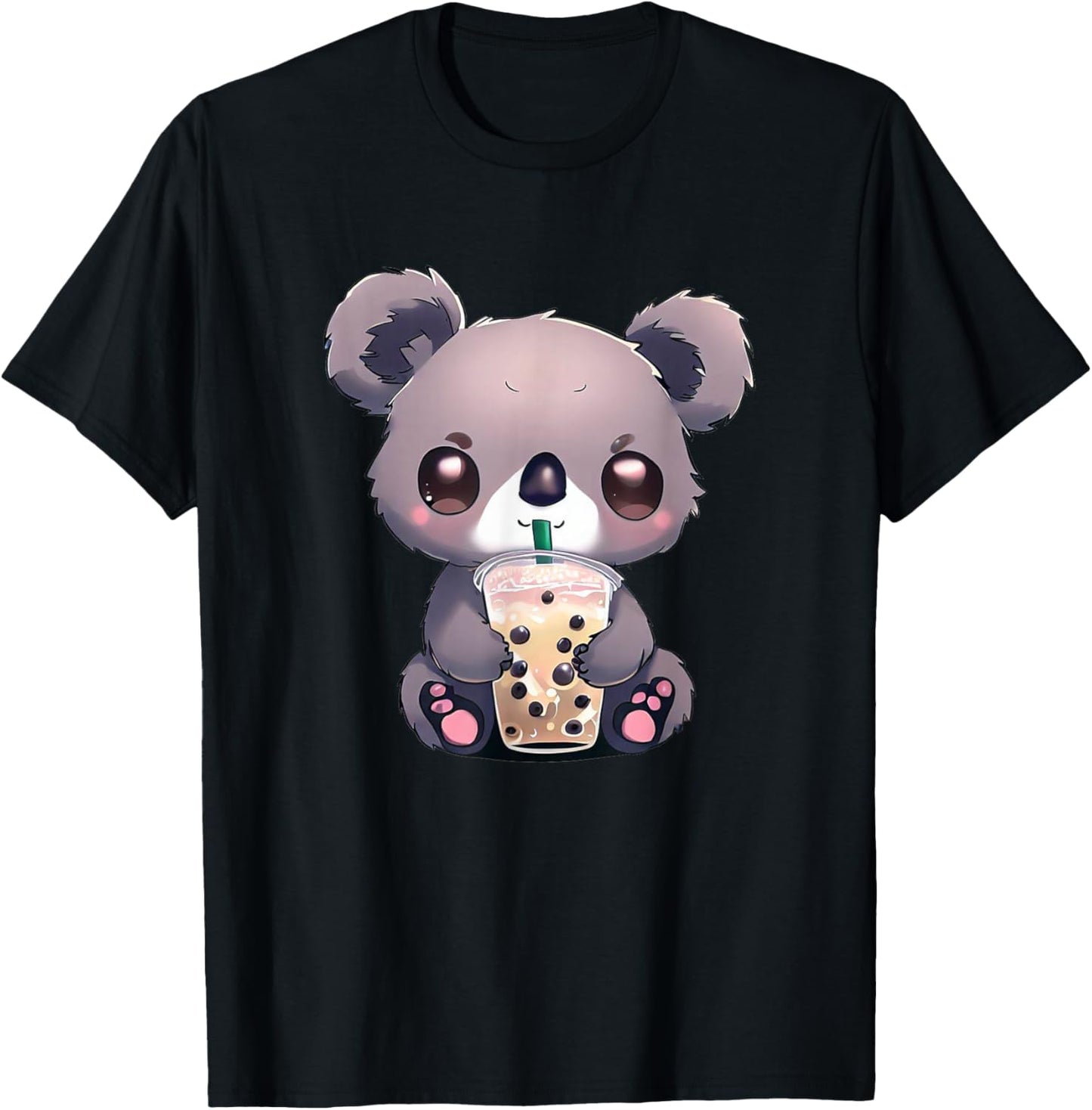 Kawaii Koala Boba Bubble Tea Cute Animal Lover Boys Girls T-Shirt - T-Shirt | Black