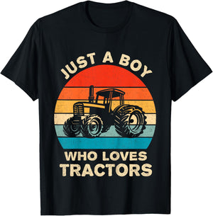 Kids Farm Lifestyle Just A Boy Who Loves Tractors Boys T-Shirt - T-Shirt | Black