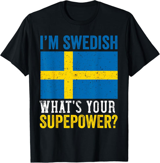 Swedish Flag Sweden Men Women Sverige Svenska Souvenirs T-Shirt - T-Shirt | Black