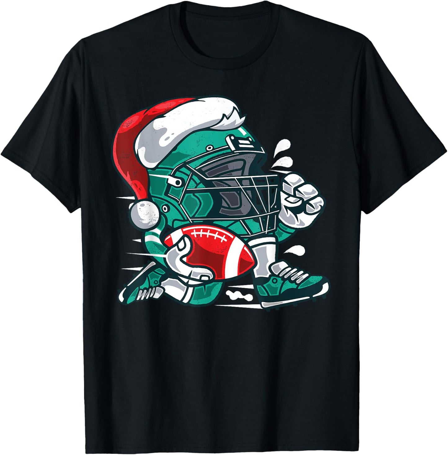 Football Christmas Santa Shirt for Boys and Girls T-Shirt - T-Shirt | Black