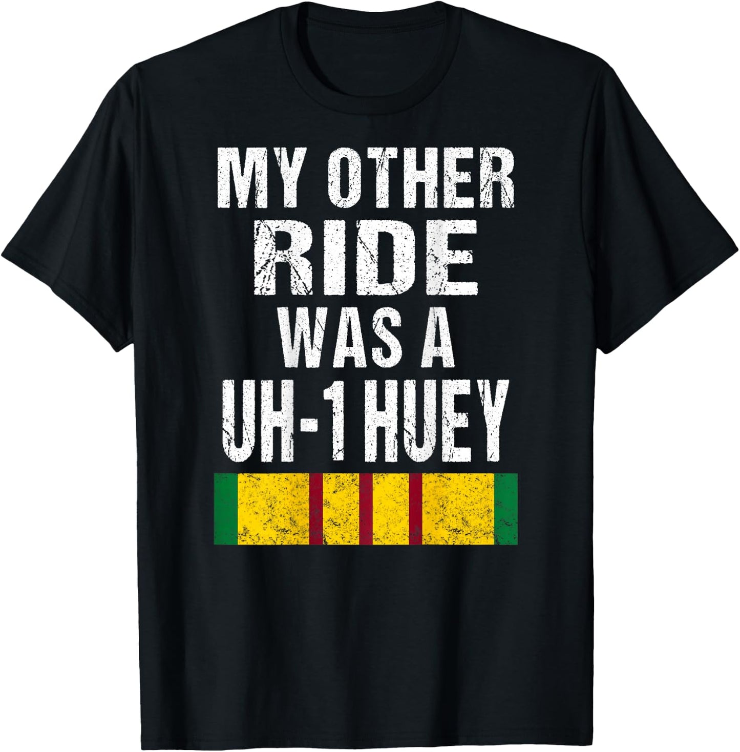 (Print on Back ) Vietnam Veteran Biker UH-1 Huey Helicopter T-Shirt - T-Shirt | Black
