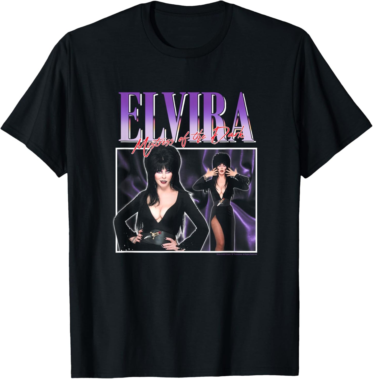 Elvira, Mistress of The Dark Purple 90's Horror T-Shirt - T-Shirt | Black