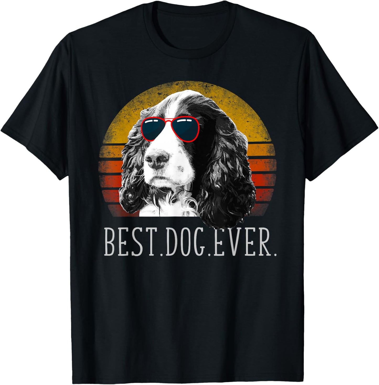 English Springer Spaniel Shirt Retro Best Dog Lover Ever T-Shirt - T-Shirt | Black