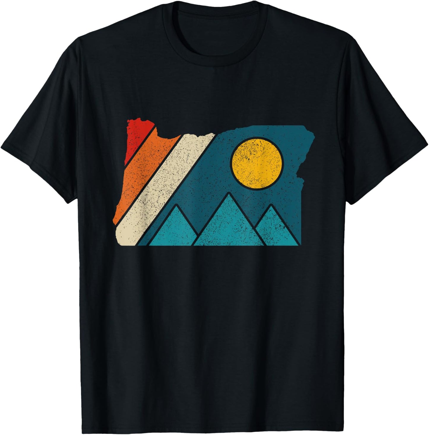 Oregon Vintage State Map Mountains Hiking Nature Pride Gift T-Shirt - T-Shirt | Black