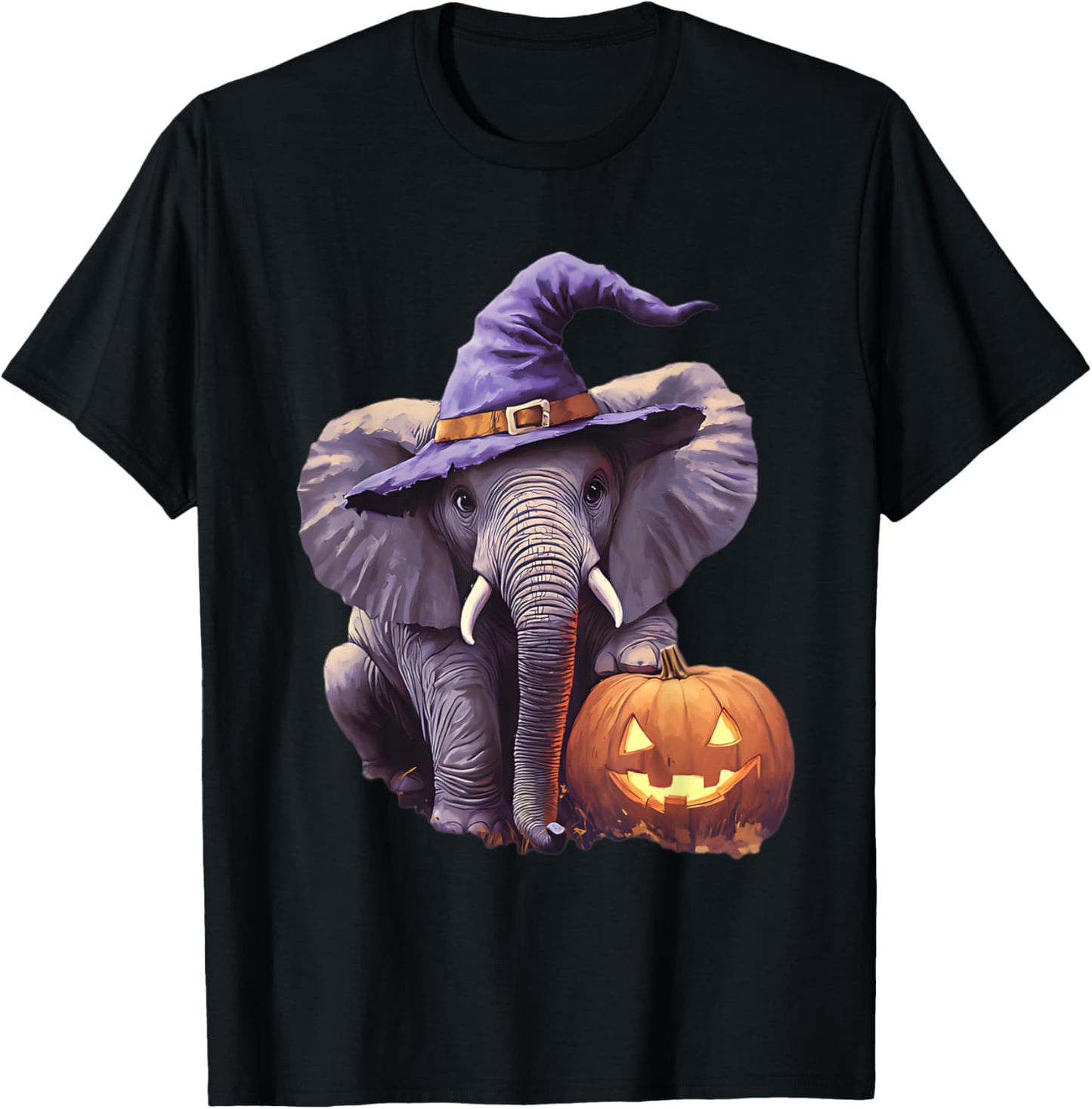 Halloween Pumpkin Decor Girls Boys Kids Elephant Halloween T-Shirt - T-Shirt | Black