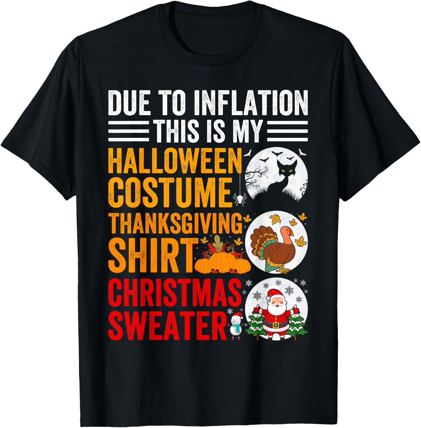 Due to Inflation This is My Thanksgiving Halloween Christmas T-Shirt - T-Shirt | Black