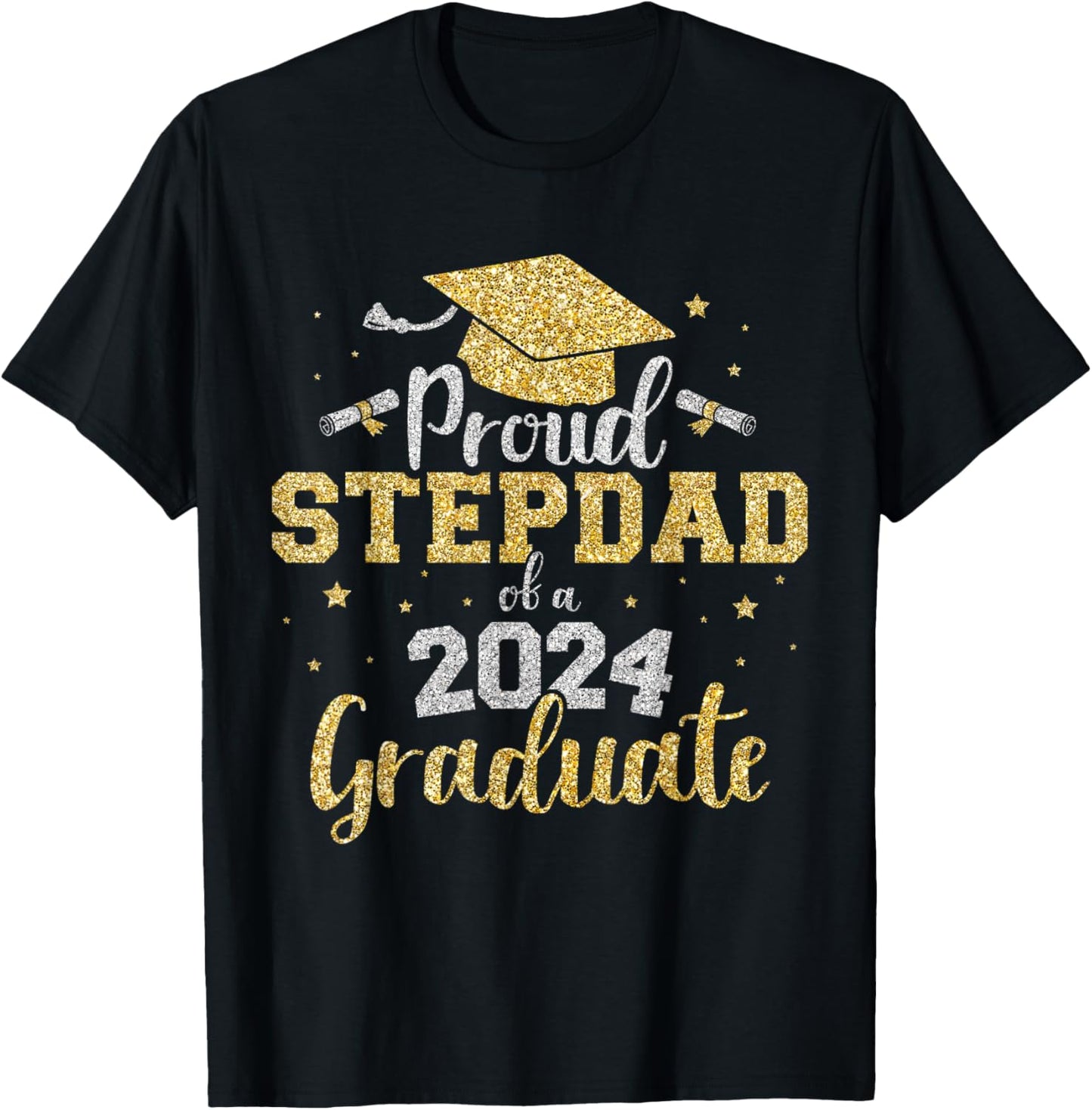 Proud stepdad of a class of 2024 graduate senior graduation T-Shirt - T-Shirt | Black