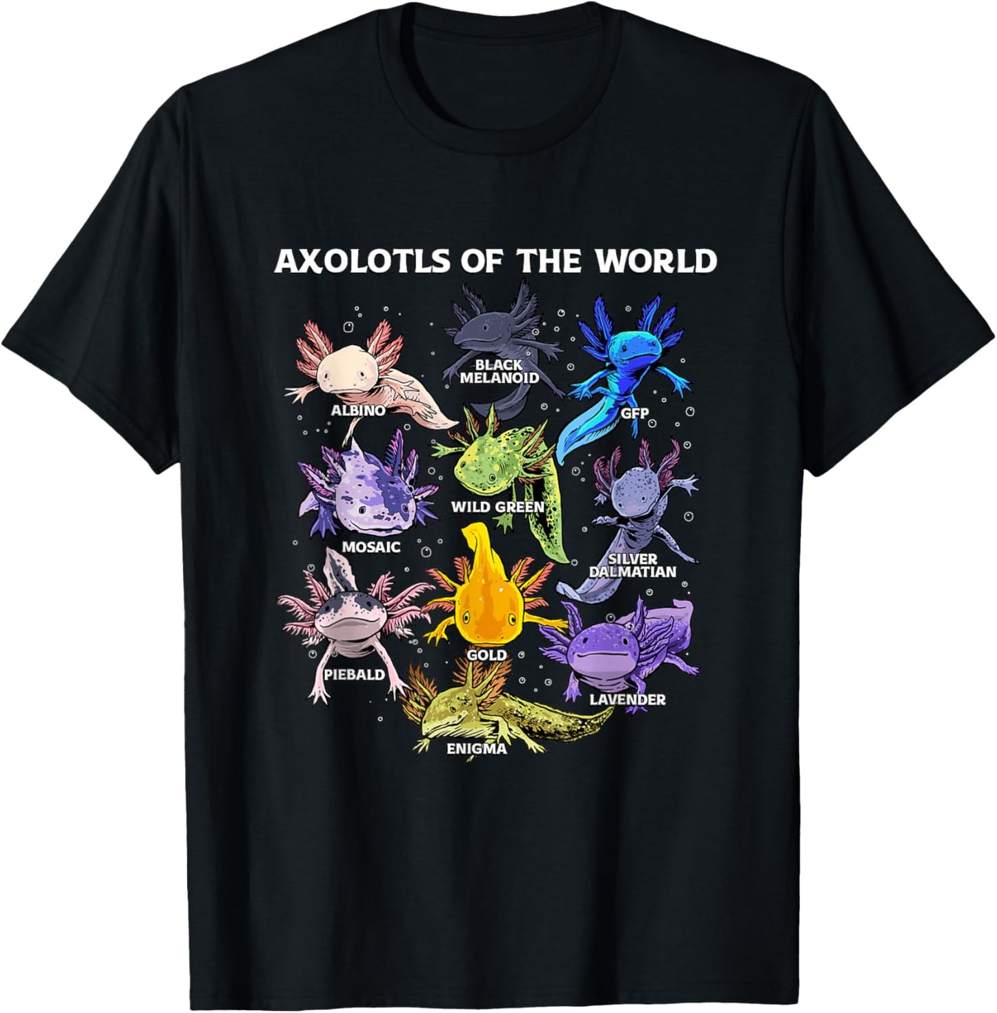 Axolotl Cute Axolotls Animals of the World Herpetology T-Shirt - T-Shirt | Black
