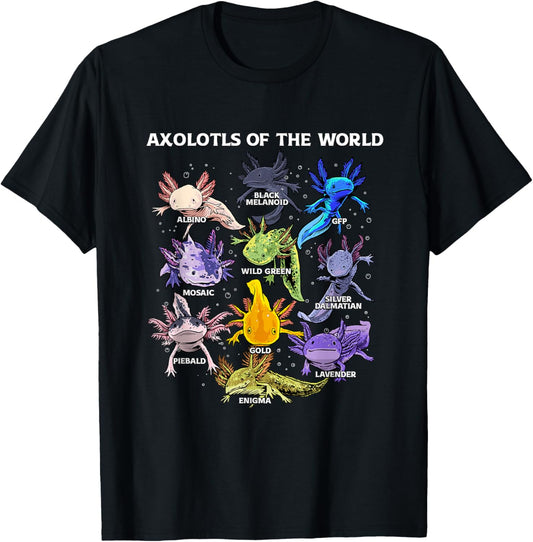 Axolotl Cute Axolotls Animals of the World Herpetology T-Shirt - T-Shirt | Black