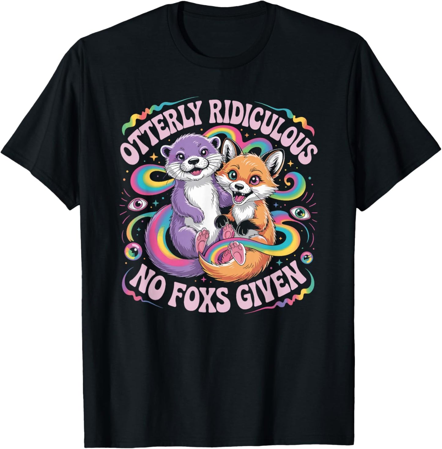 Otterly Ridiculous No Foxs Given Funny Retro Animal Pun T-Shirt - T-Shirt | Black