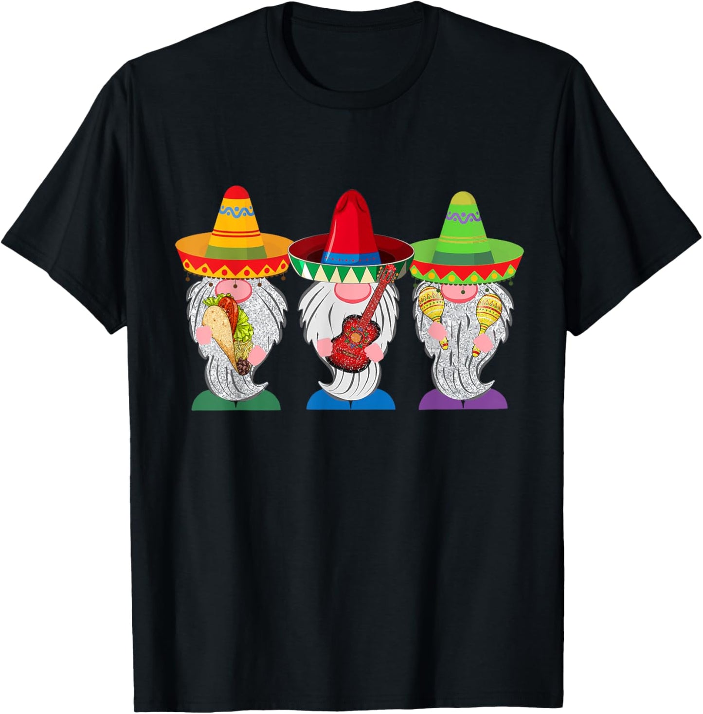 Cinco De Mayo Gnome Tacos Mexican Gift Men Women Kids T-Shirt - T-Shirt | Black