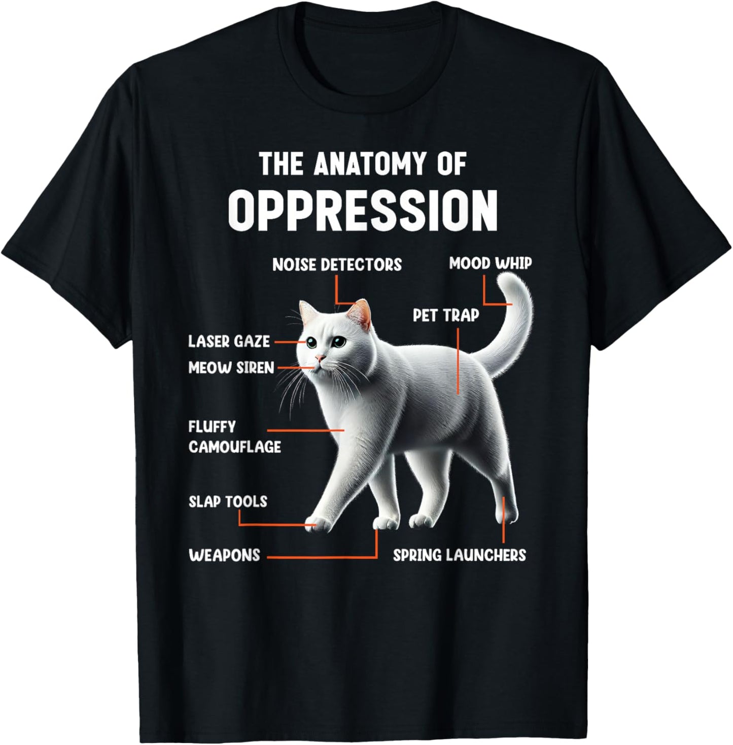 The Anatomy of Oppression Sarcastic Cat T-Shirt - T-Shirt | Black
