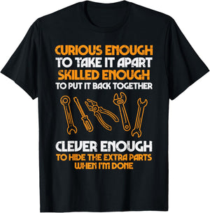 Curious Enough To Take It Apart Car Auto Garage Mechanic Men T-Shirt - T-Shirt | Black