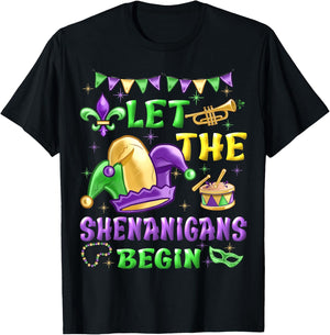 Let The Shenanigans Begin Mardi Gras Women Men Kids Funny T-Shirt - T-Shirt | Black