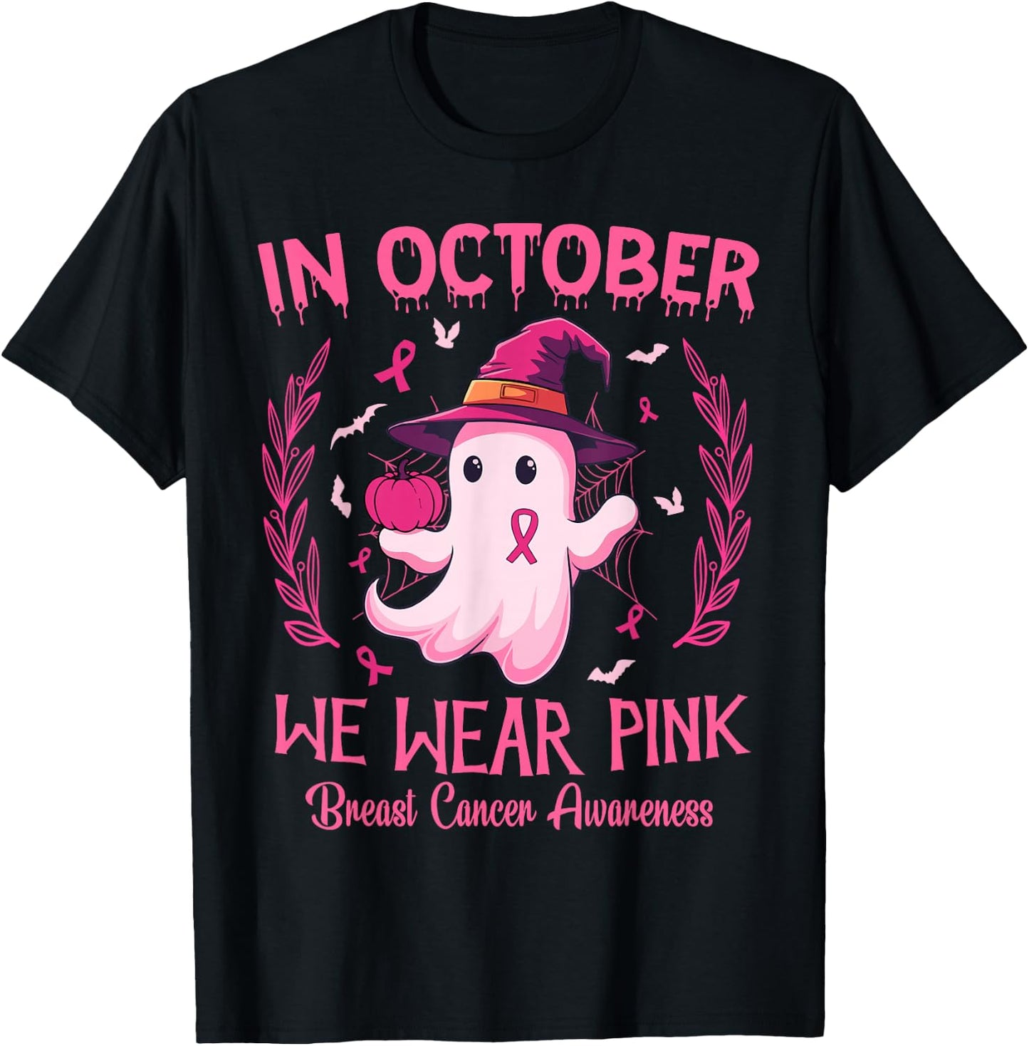 In October We Wear Pink Breast Cancer Awareness Women T-Shirt - T-Shirt | Black