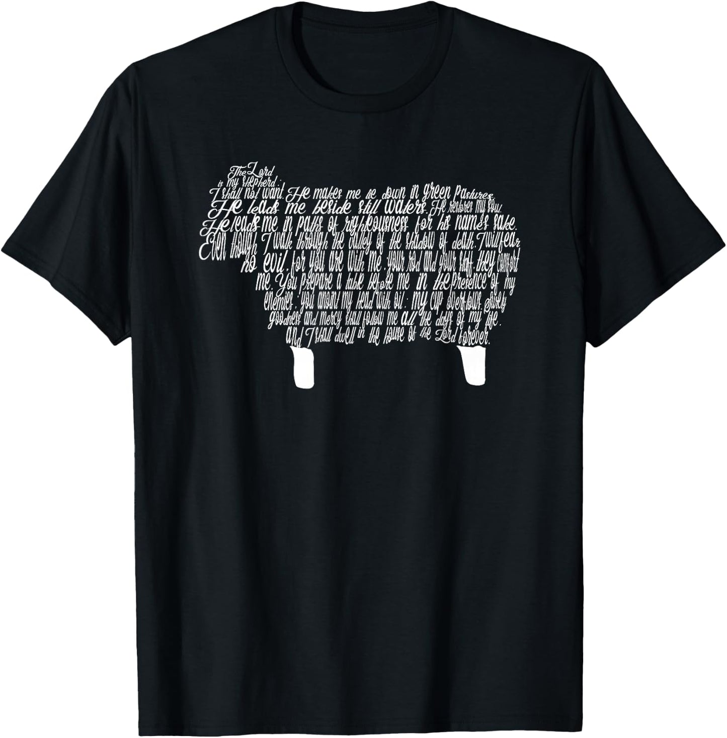 Psalm 23 Bible Scripture Lamb T-Shirt - T-Shirt | Black