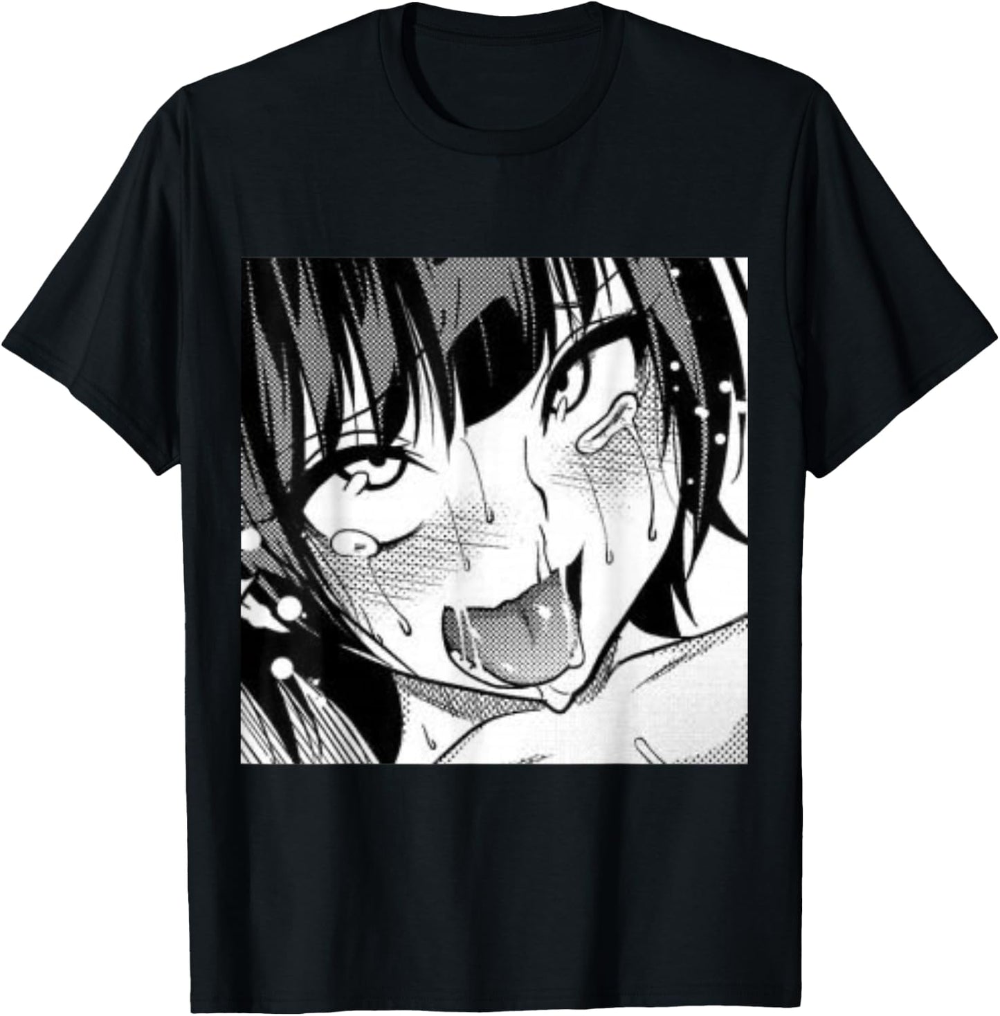 Ahegao Anime Girl with Tongue and Hands Out Weeb T-Shirt - T-Shirt | Black