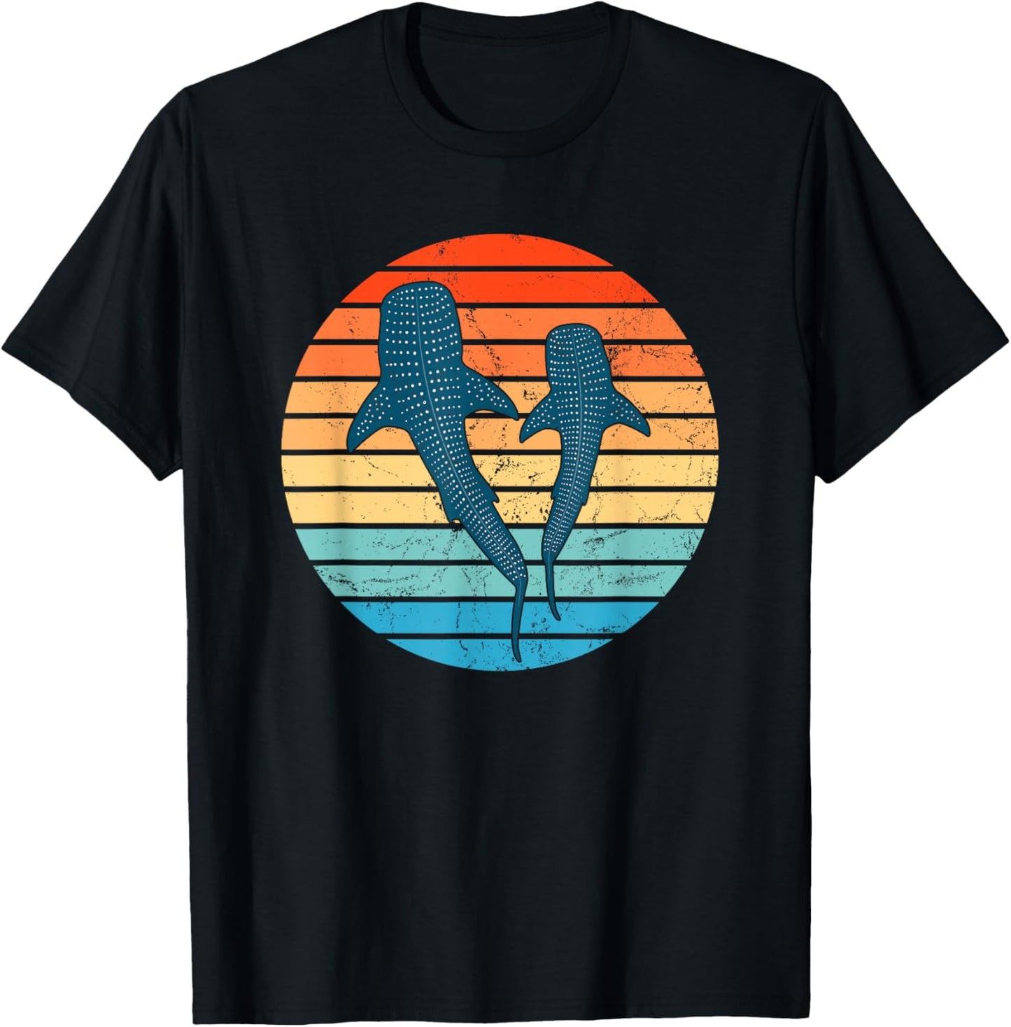 Whale Shark Vintage Sunset T-Shirt - T-Shirt | Black